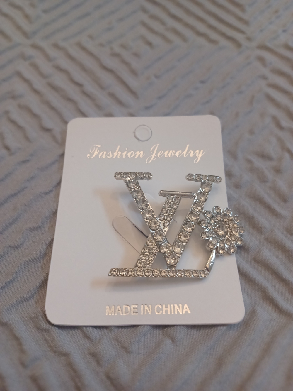 Crystal Accent Silver Brooch Pin - Fashion Jewelry